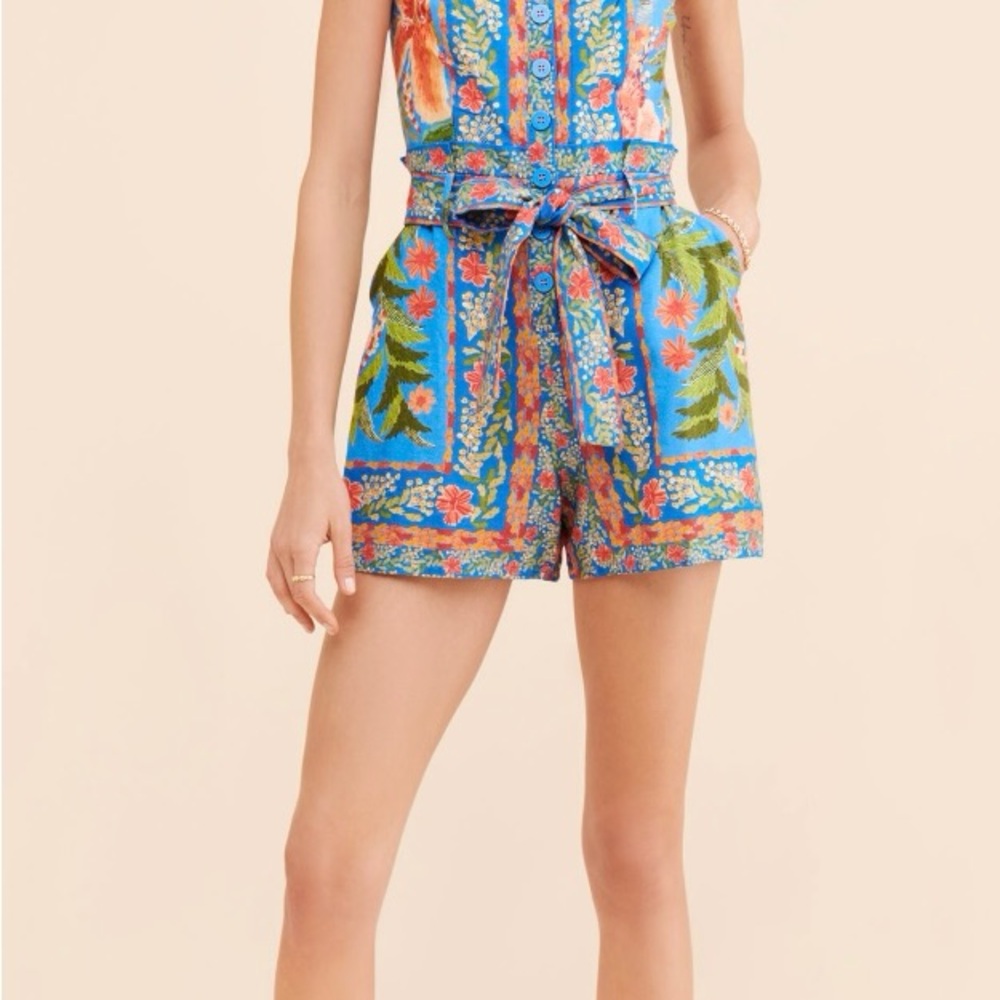FARM Rio Blue Floral Print Belted Jumpsuit - Picture 4 of 4